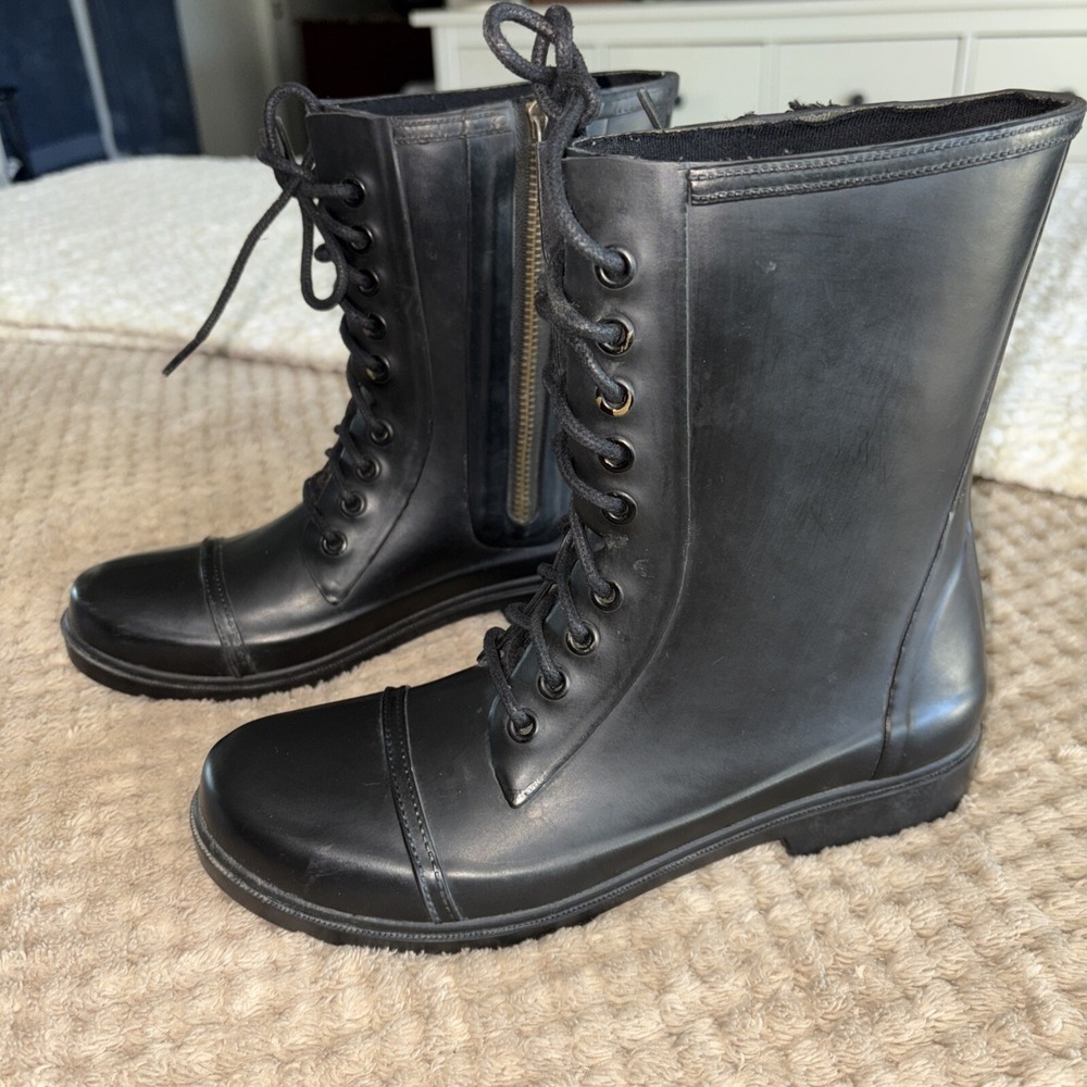 Steve Madden Troopa Lace-Up Rain  Grunge Combat Boots  Whimsigoth Biker Army 6